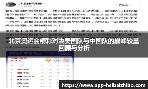 北京奥运会精彩对决美国队与中国队的巅峰较量回顾与分析